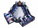 Angled view of the Haunted House Challenge showing the black and purple walls and both mirrored front lanes