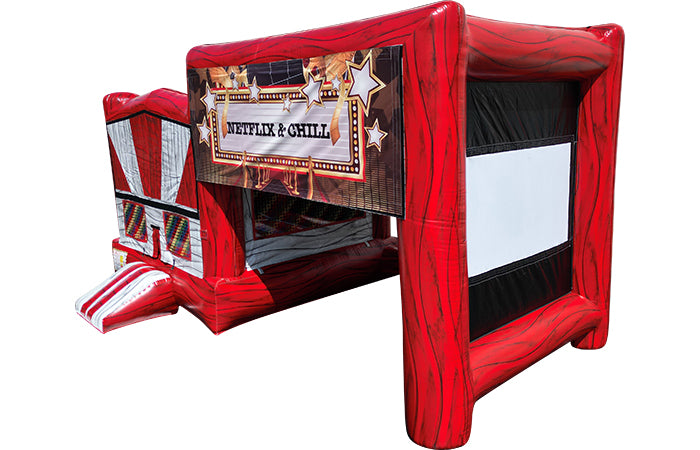 Canopy Bounce House with Projector Screen - Red Marble