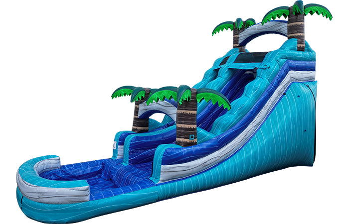 Light Blue Tidal Inflatable Water Slide - 18 FT