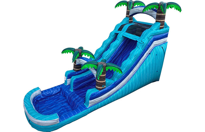 Light Blue Tidal Inflatable Water Slide - 18 FT