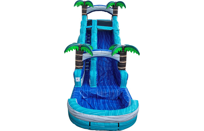 Light Blue Tidal Inflatable Water Slide - 18 FT