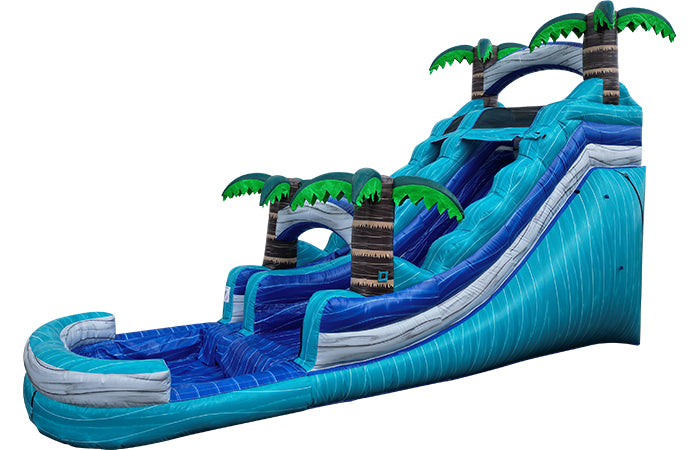 Light Blue Tidal Inflatable Water Slide - 18 FT