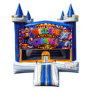 Carnival modular banner with Welcome to the Carnival lettering, a ringmaster, clown, elephant and lion, mounted on a modular jumper