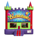 Celebration modular banner with big CELEBRATION! lettering, balloons and confetti, mounted on a modular jumper