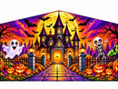 Halloween Haunted Castle banner panel artwork, flat view